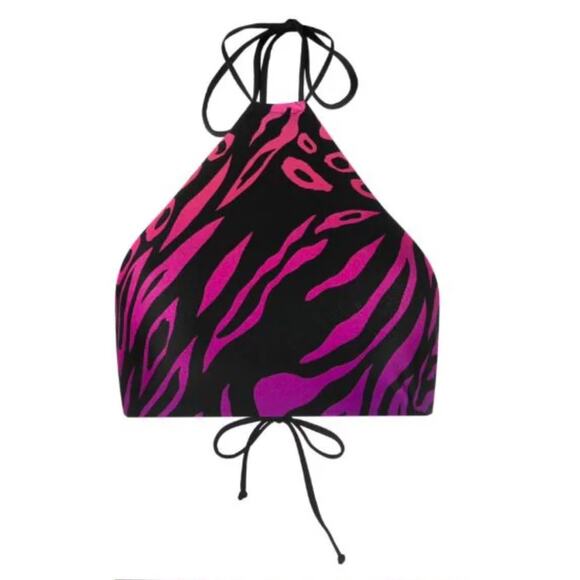 The Attico Animal Print Halter Bikini Top - Picture 3 of 7
